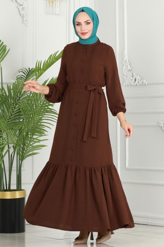 moda selvim Dress 2493SL432 Brown - Thumbnail