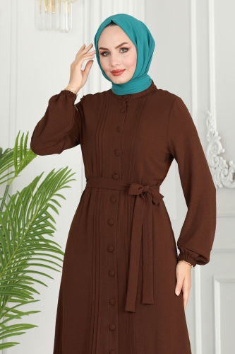 moda selvim Dress 2493SL432 Brown - Thumbnail