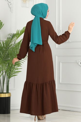 moda selvim Dress 2493SL432 Brown - Thumbnail