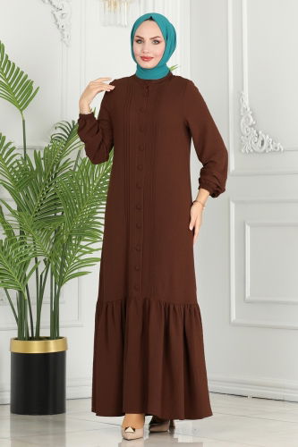 moda selvim Dress 2493SL432 Brown - Thumbnail