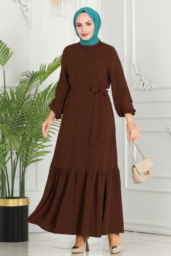 moda selvim Dress 2493SL432 Brown - Thumbnail