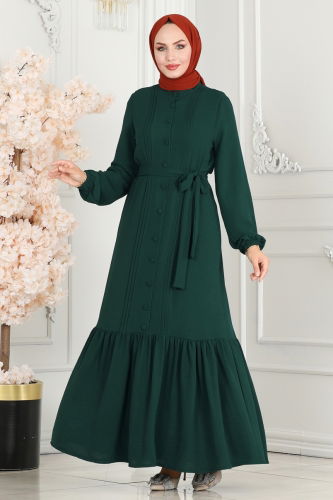 moda selvim Dress 2493SL432 Emerald - Thumbnail