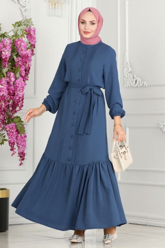 moda selvim Dress 2493SL432 Indigo - Thumbnail