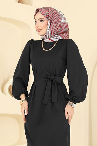 moda selvim Dress 25008UKB139 Black - Thumbnail