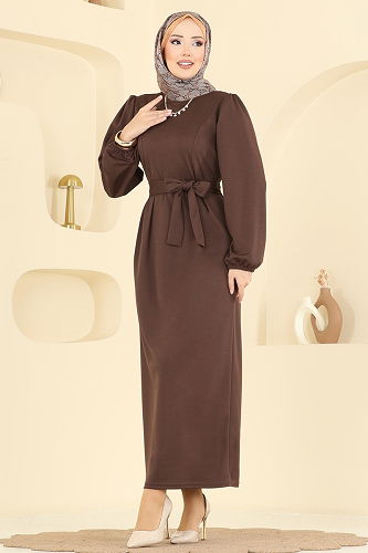 moda selvim Dress 25008UKB139 Brown - Thumbnail