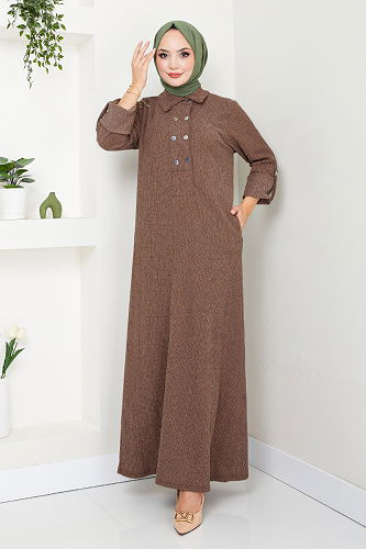 moda selvim DRESS 2501HBS932-M Brown - Thumbnail