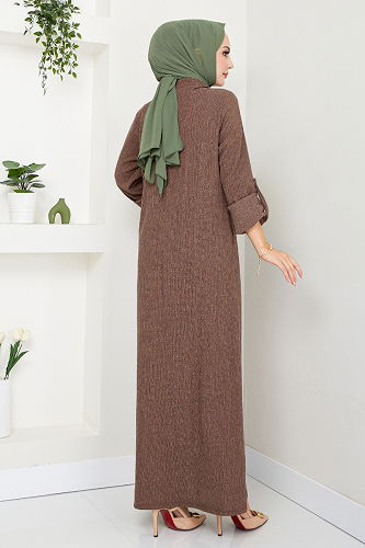 moda selvim DRESS 2501HBS932-M Brown - Thumbnail