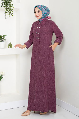 moda selvim DRESS 2501HBS932-M Damson - Thumbnail
