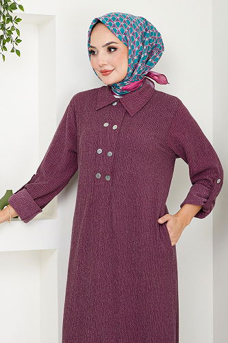 moda selvim DRESS 2501HBS932-M Damson - Thumbnail
