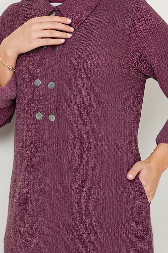 moda selvim DRESS 2501HBS932-M Damson - Thumbnail