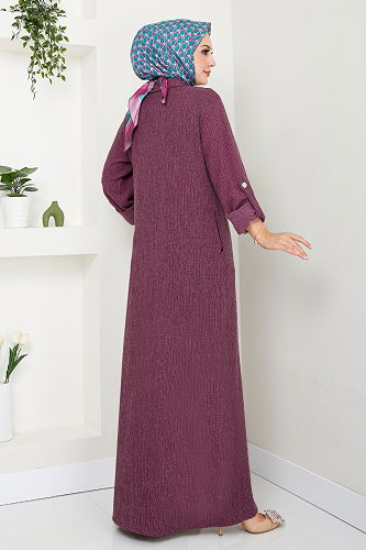 moda selvim DRESS 2501HBS932-M Damson - Thumbnail