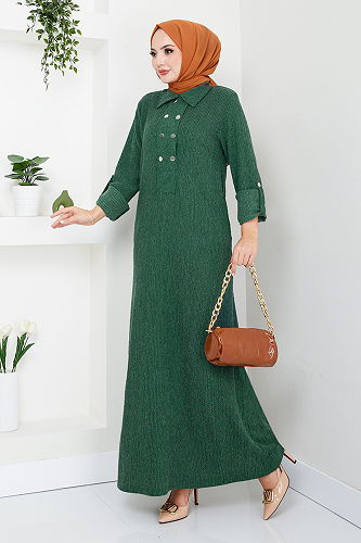 moda selvim DRESS 2501HBS932-M Emerald - Thumbnail