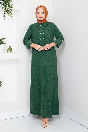 moda selvim DRESS 2501HBS932-M Emerald - Thumbnail