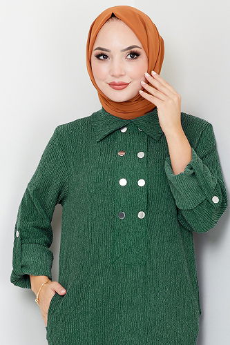 moda selvim DRESS 2501HBS932-M Emerald - Thumbnail