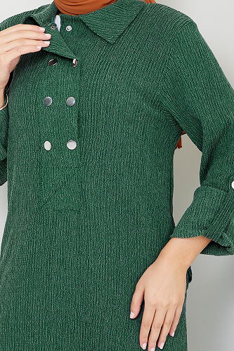 moda selvim الفستان زيتي 2501HBS932-M - Thumbnail