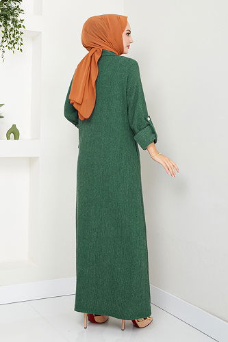 moda selvim الفستان زيتي 2501HBS932-M - Thumbnail