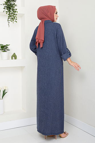 moda selvim DRESS 2501HBS932-M Indigo - Thumbnail