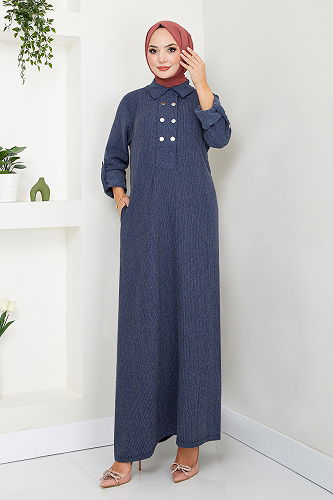 moda selvim الفستان ازرق 2501HBS932-M - Thumbnail