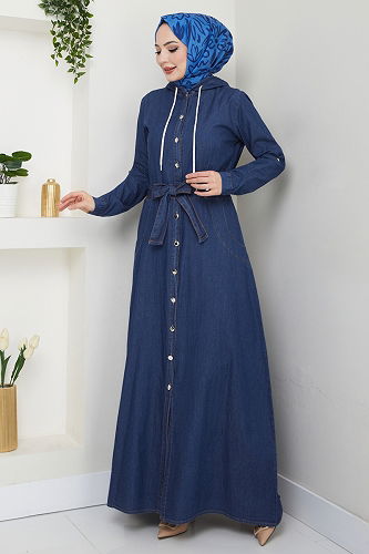 moda selvim Dress 25021MTS1094 Dark Denim - Thumbnail
