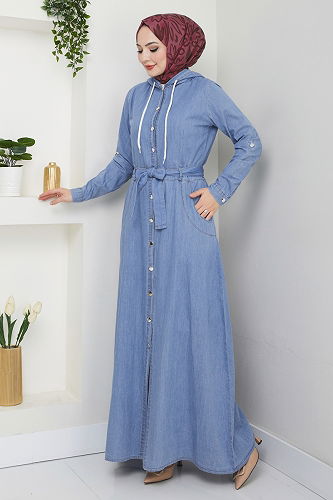 moda selvim Dress 25021MTS1094 Light Denim - Thumbnail