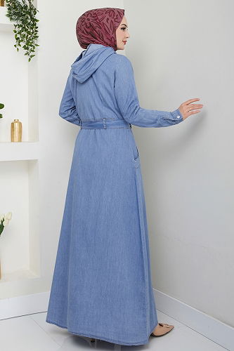moda selvim Dress 25021MTS1094 Light Denim - Thumbnail