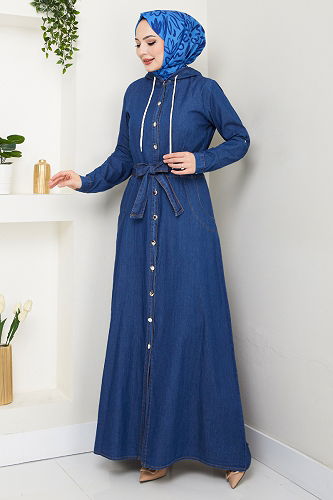 moda selvim Dress 25021MTS1095-M Dark Denim - Thumbnail
