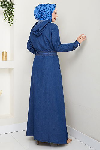 moda selvim Dress 25021MTS1095-M Dark Denim - Thumbnail