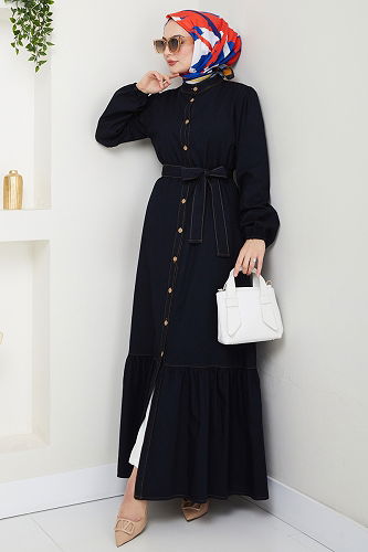 moda selvim Dress 25022MTS1094 Black - Thumbnail