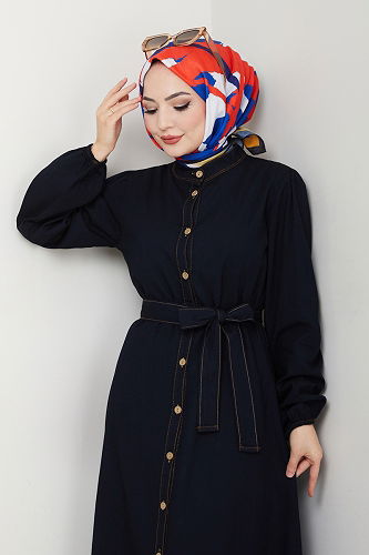 moda selvim Dress 25022MTS1094 Black - Thumbnail