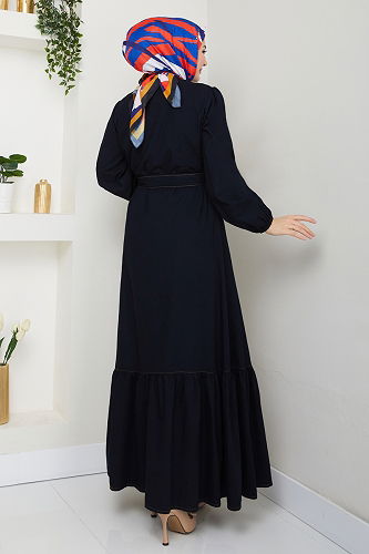 moda selvim Dress 25022MTS1094 Black - Thumbnail