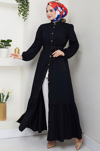 moda selvim Dress 25022MTS1094 Black - Thumbnail