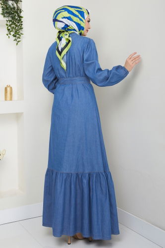 moda selvim Dress 25022MTS1094 Denim - Thumbnail