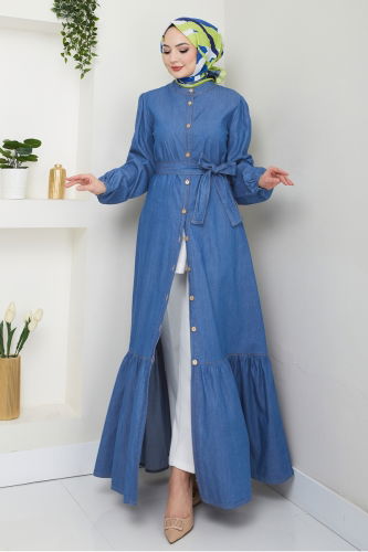 moda selvim Dress 25022MTS1094 Denim - Thumbnail