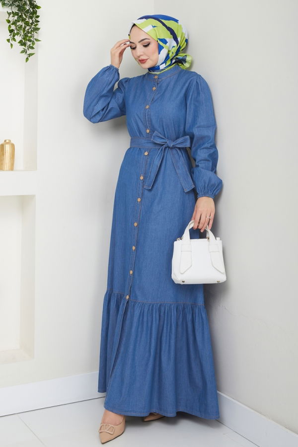 Modaselvim خصم صافٍ20%+20% في سلة التسوق الفستان جينز 25022MTS1094