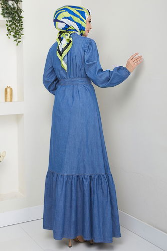 moda selvim الفستان جينز 25022MTS1094 - Thumbnail