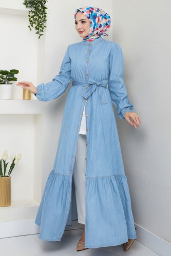 moda selvim Dress 25022MTS1094 Light Denim - Thumbnail