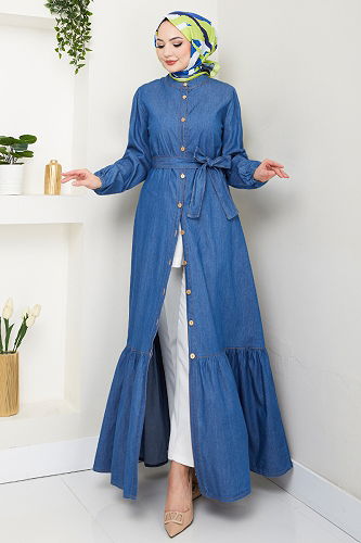 moda selvim Dress 25022MTS1095-M Denim - Thumbnail