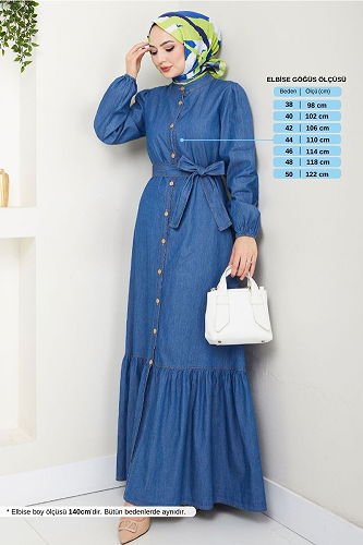 moda selvim Dress 25022MTS1095-M Denim - Thumbnail