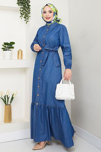 moda selvim Dress 25022MTS1095-M Denim - Thumbnail