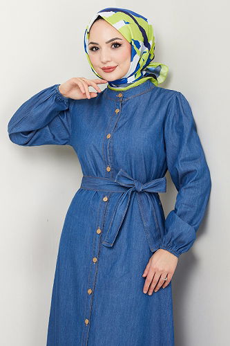 moda selvim Dress 25022MTS1095-M Denim - Thumbnail