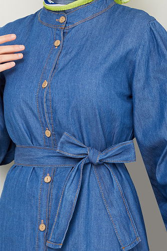 moda selvim Dress 25022MTS1095-M Denim - Thumbnail