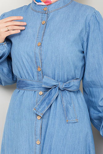 moda selvim Dress 25022MTS1095-M Light Denim - Thumbnail