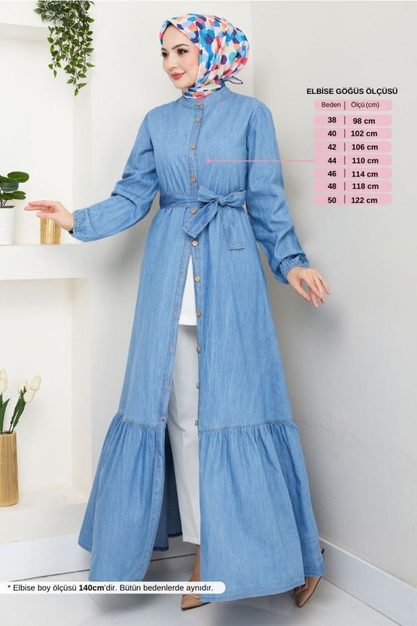 Modaselvim خصم صافٍ20%+20% في سلة التسوق الفستان جينز فاتح 25022MTS1095-M