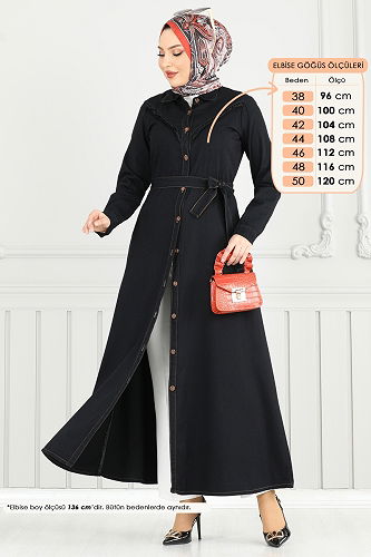 moda selvim Dress 25023MTS1094 Black - Thumbnail