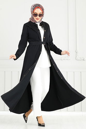 moda selvim الفستان أسود 25023MTS1094 - Thumbnail