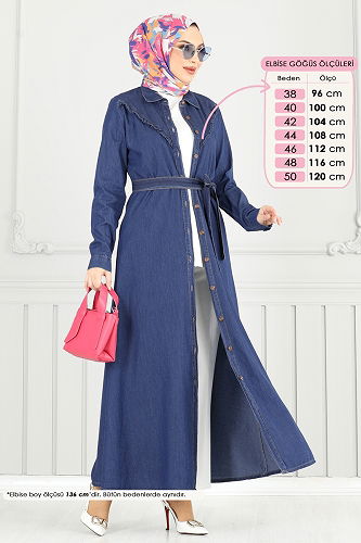 moda selvim Dress 25023MTS1094 Denim - Thumbnail