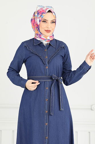 moda selvim الفستان جينز 25023MTS1094 - Thumbnail