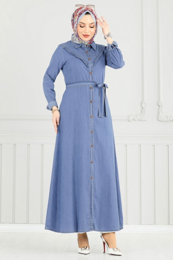 Modaselvim خصم صافٍ20%+20% في سلة التسوق الفستان جينز فاتح 25023MTS1094