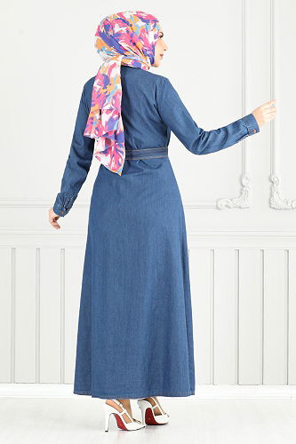 moda selvim Dress 25023MTS1095-M Denim - Thumbnail