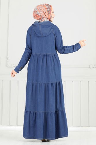 moda selvim الفستان جينز 25026MTS1094 - Thumbnail